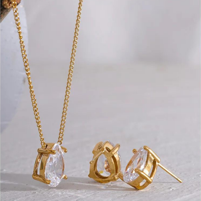 Conjunto de Colar e Brinco Ponto de Luz