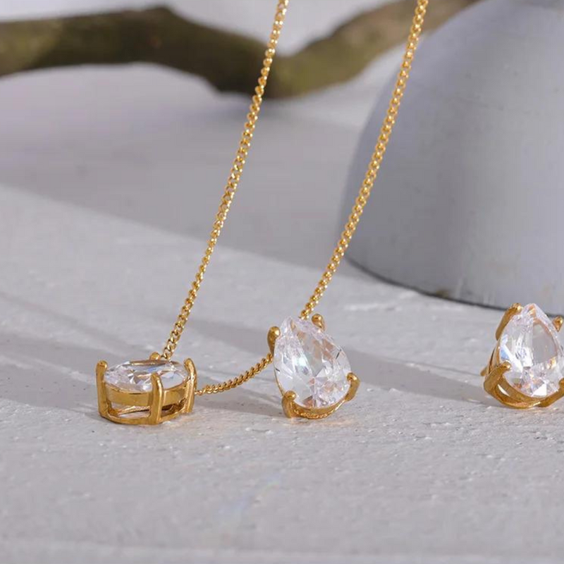 Conjunto de Colar e Brinco Ponto de Luz